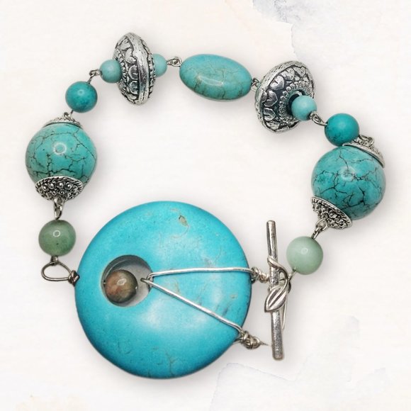 Handmade turquoise jewellery set - Picture 3 of 5